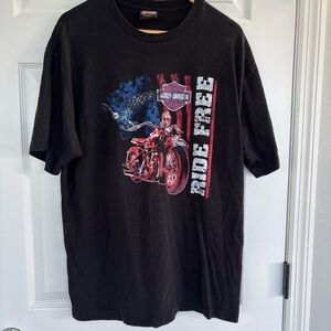 Harley Davidson Ride Free Cherokee North Carolina Mens T-shirt Size XL Black